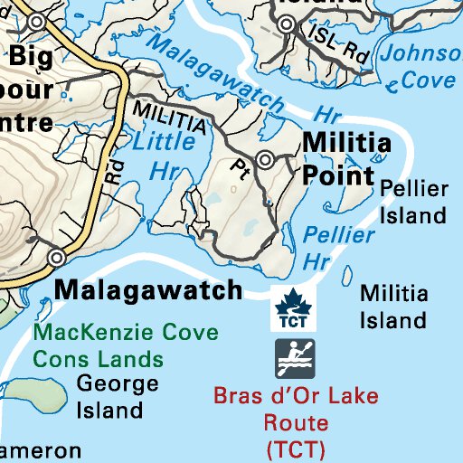 NSNS45 Bras d'Or Lake Nova Scotia Topo Map by Backroad Mapbooks Avenza Maps