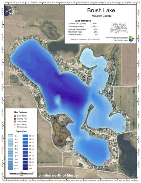 Brush Lake - McLean County Map by North Dakota Game and Fish Department