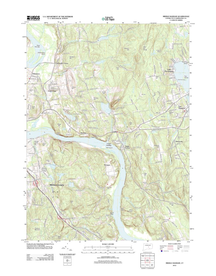 Middle Haddam, CT (2012, 24000Scale) Map by United States Geological Survey Avenza Maps