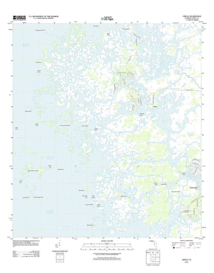 Ozello, FL (2012, 24000Scale) Map by United States Geological Survey