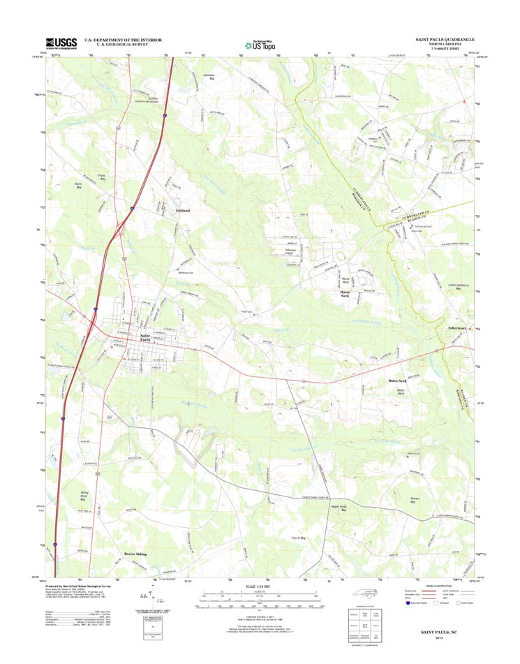 Saint Pauls, NC (2013, 24000Scale) Map by United States Geological