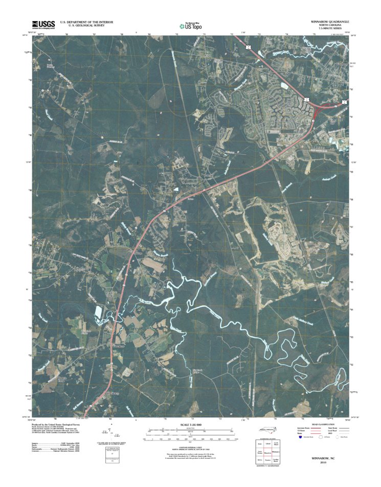 Winnabow, NC (2010, 24000Scale) Map by United States Geological Survey