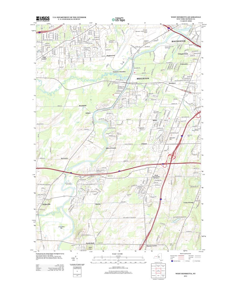 West Henrietta, NY (2013, 24000Scale) Map by United States Geological