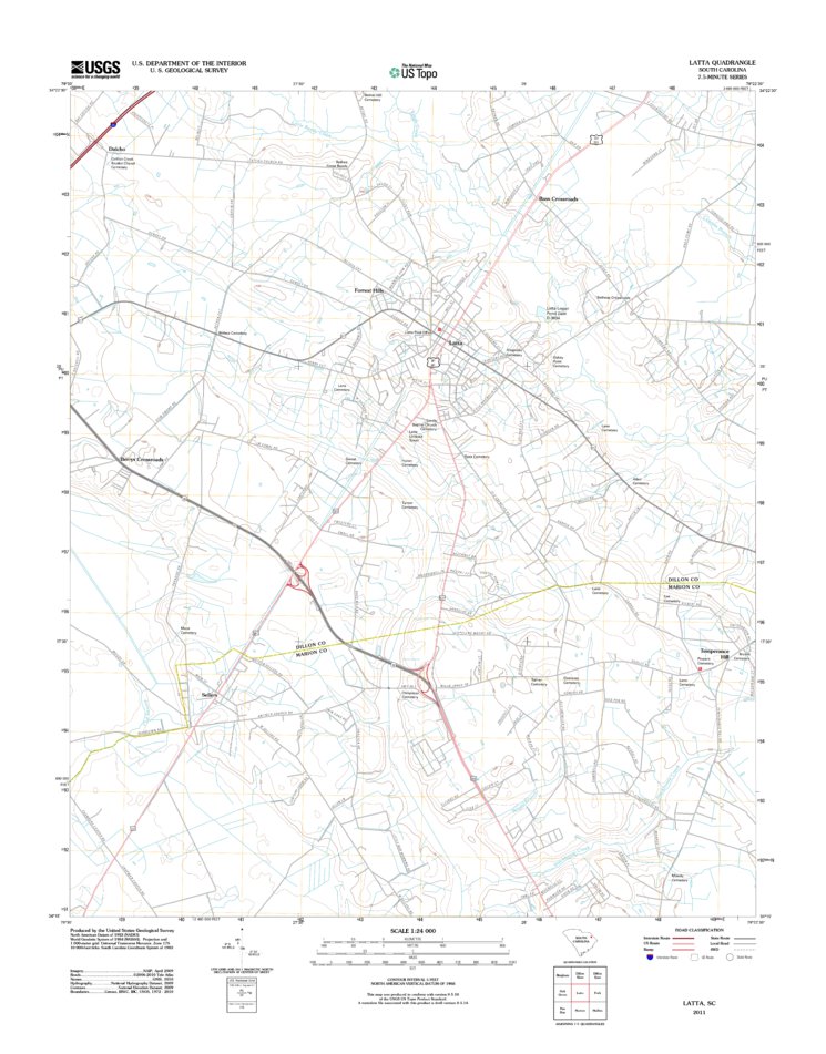 Latta, SC (2011, 24000Scale) Map by United States Geological Survey