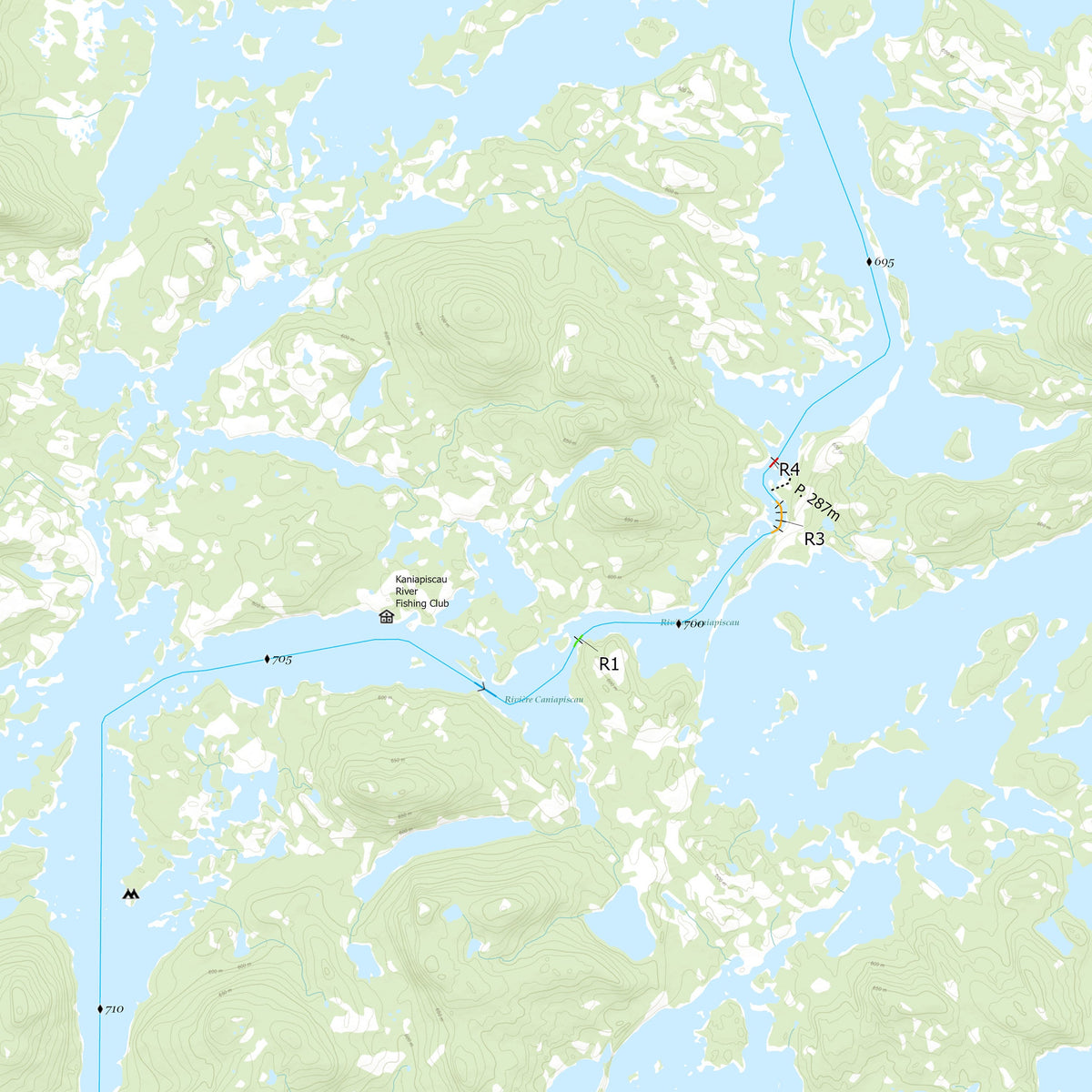 Rivière Caniapiscau (Supérieur) Map by Canot Kayak Quebec Avenza Maps
