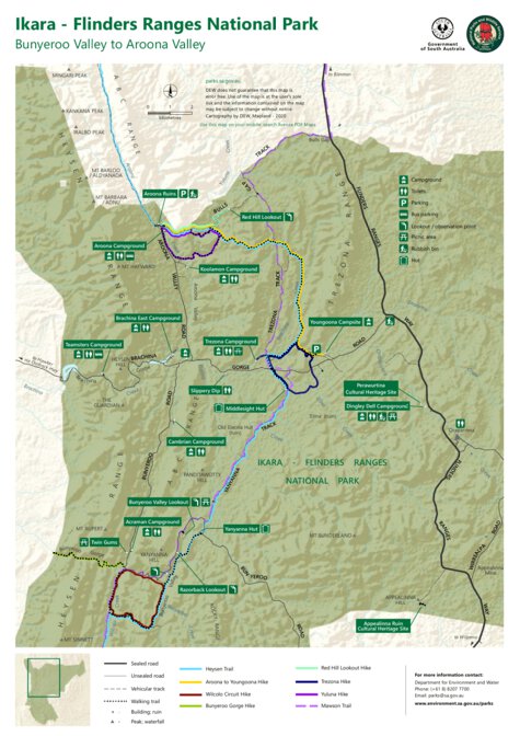 Ikara-flinders Ranges National Park - Bunyeroo Aroona Map By Department 