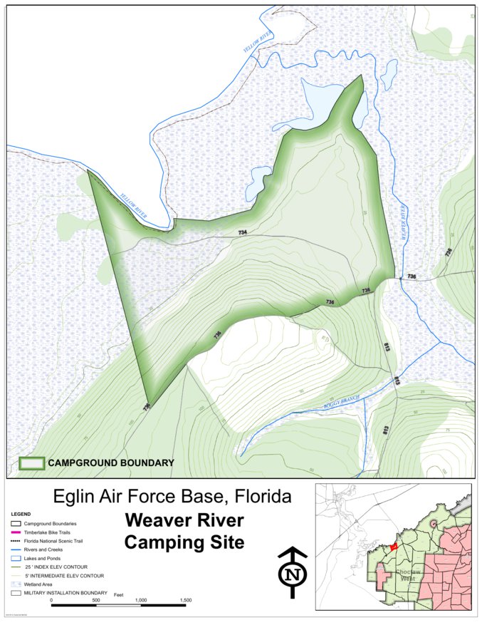 Eglin AFB Camping Weaver River Map by Eglin Air Force Base Avenza Maps
