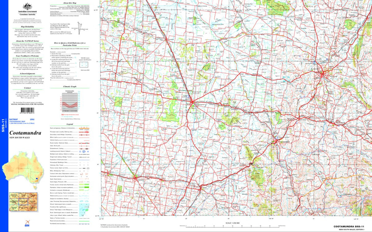 Cootamundra SI55 - 11 Map by Geoscience Australia | Avenza Maps