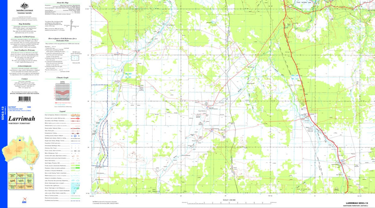 Larrimah SD53 - 13 Map by Geoscience Australia | Avenza Maps