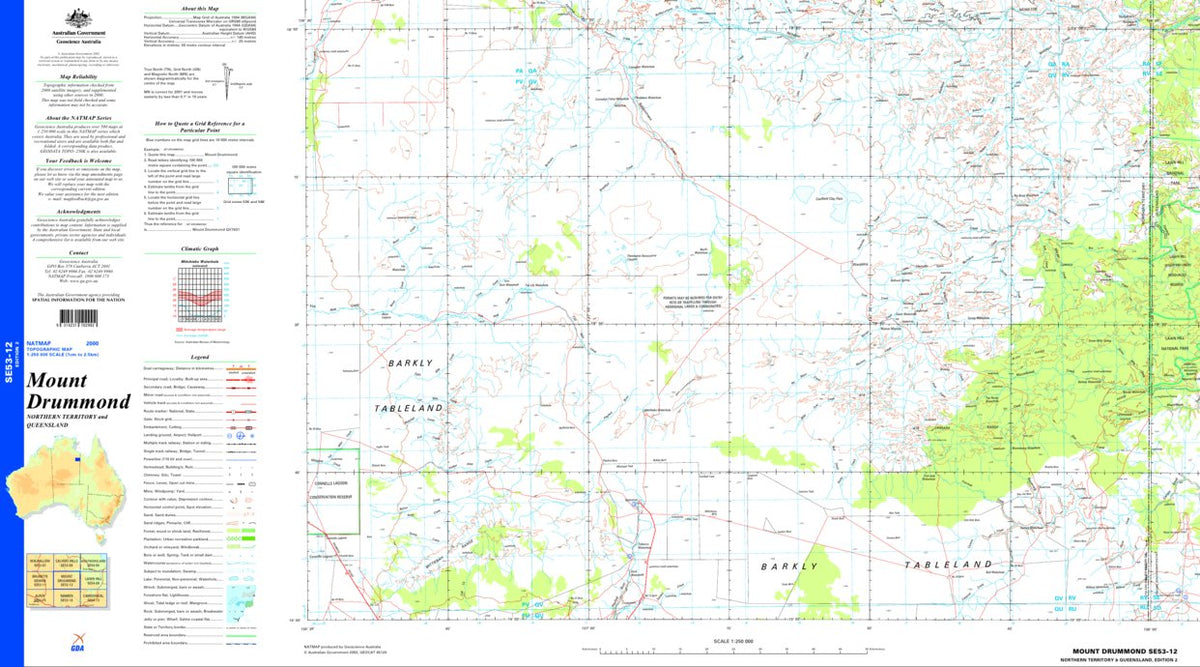 Mount Drummond SE53 - 12 Map by Geoscience Australia | Avenza Maps