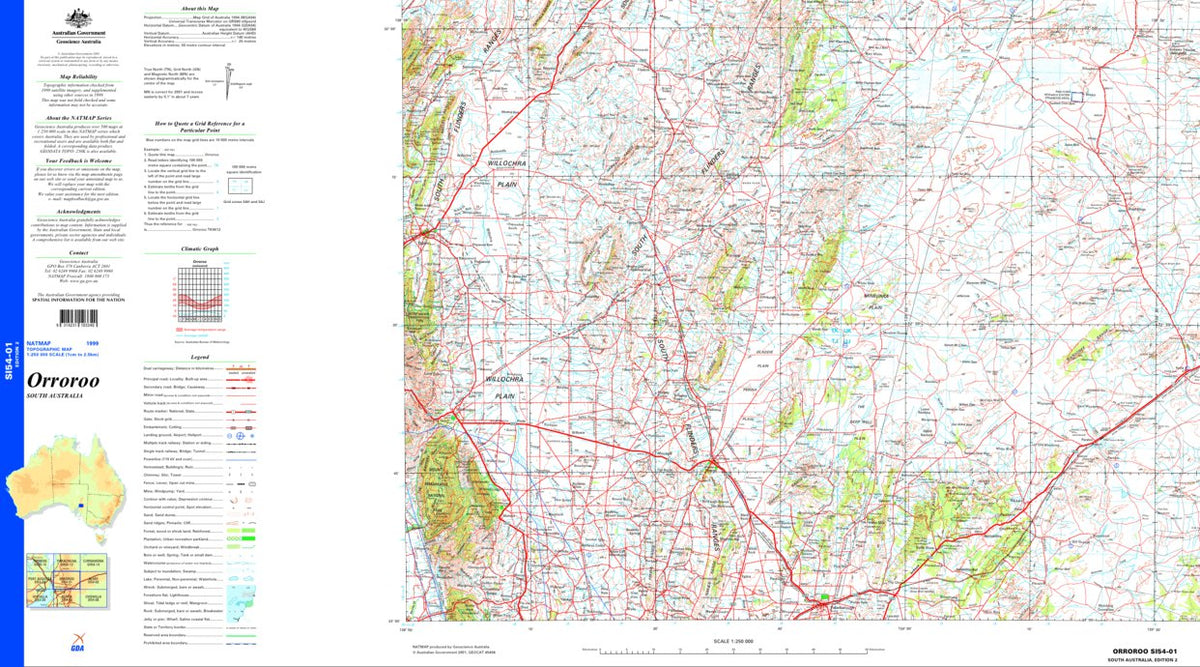 Orroroo SI54 - 01 Map by Geoscience Australia | Avenza Maps