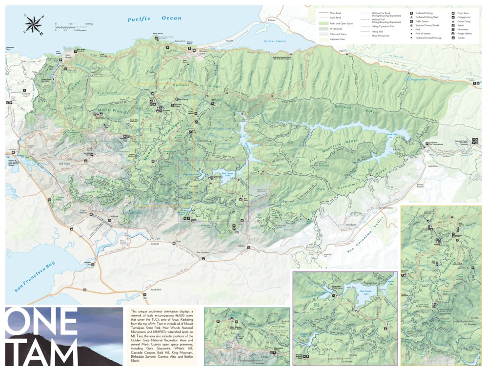 Trail Map Mt. Tamalpais by Golden Gate National Parks