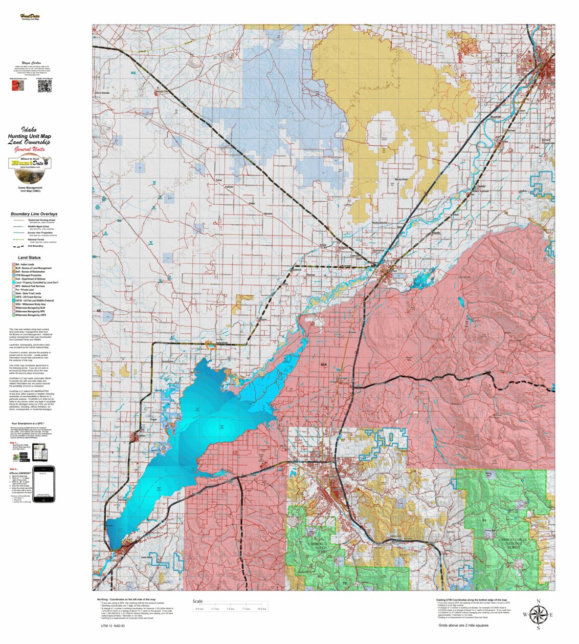 Idaho General Unit 68A Land Ownership Map by Idaho HuntData LLC ...