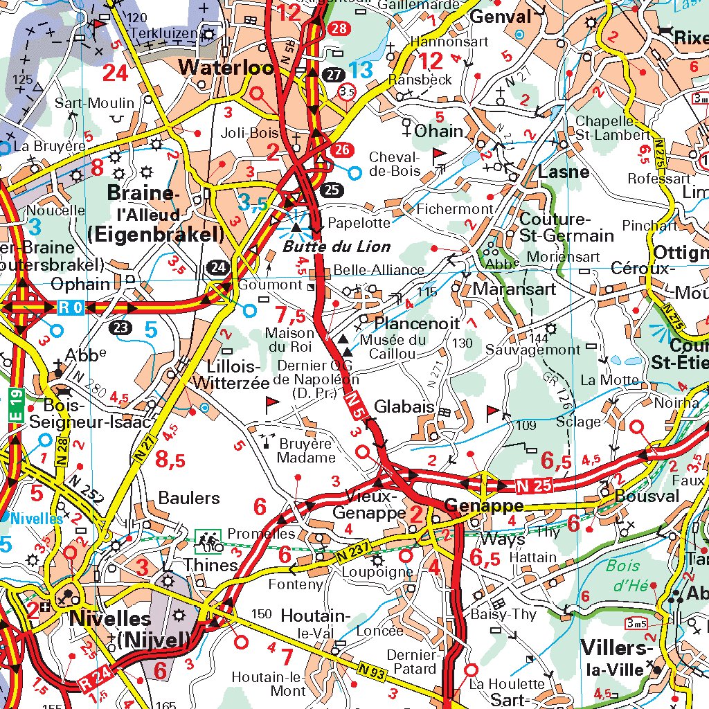 Carte Routière Michelin - Nord Et Centre Belgique, Détaillée Et Actualisée