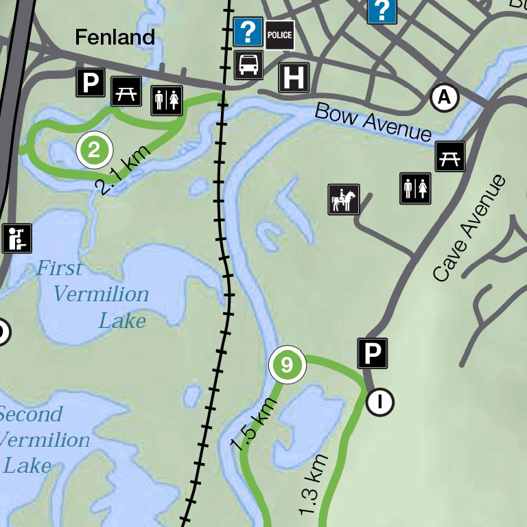 Banff National Park - Banff Area Day Hikes Map By Parks Canada 