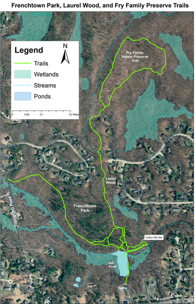 Rhode Island Land Trust Council Frenchtown Park, Laurel Wood, and Fry Family Preserve Trails digital map