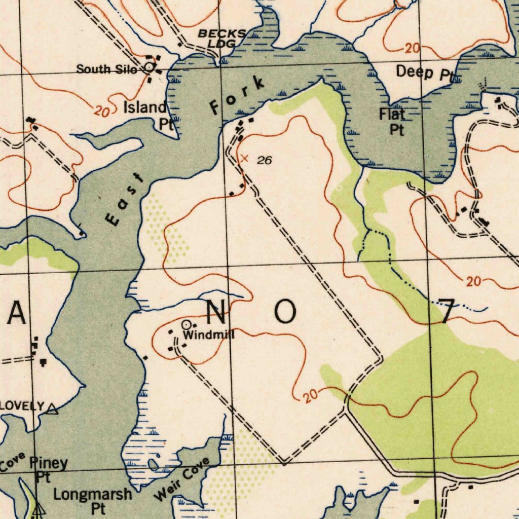 Rock Hall, MD (1943, 31680Scale) Map by United States Geological