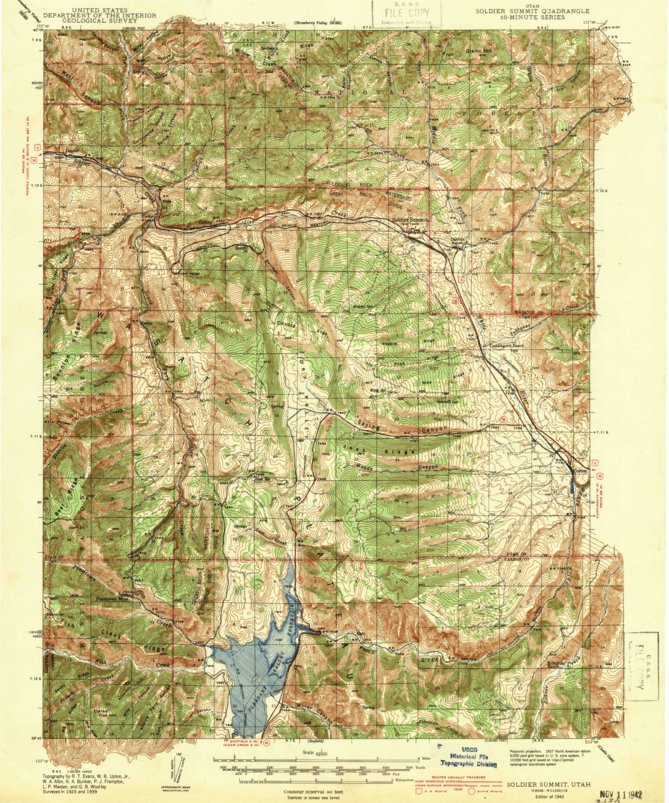 Soldier Summit, UT (1942, 62500Scale) Map by United States Geological