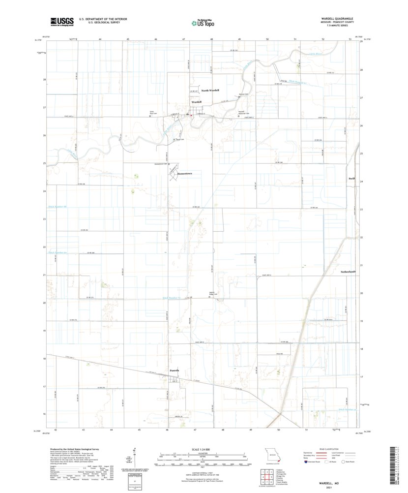 Wardell, MO (2021, 24000Scale) Map by United States Geological Survey