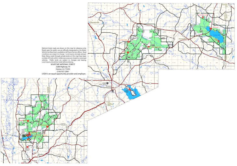 Kisatchie National Forest, Caney District, Forest Visitor Map by US