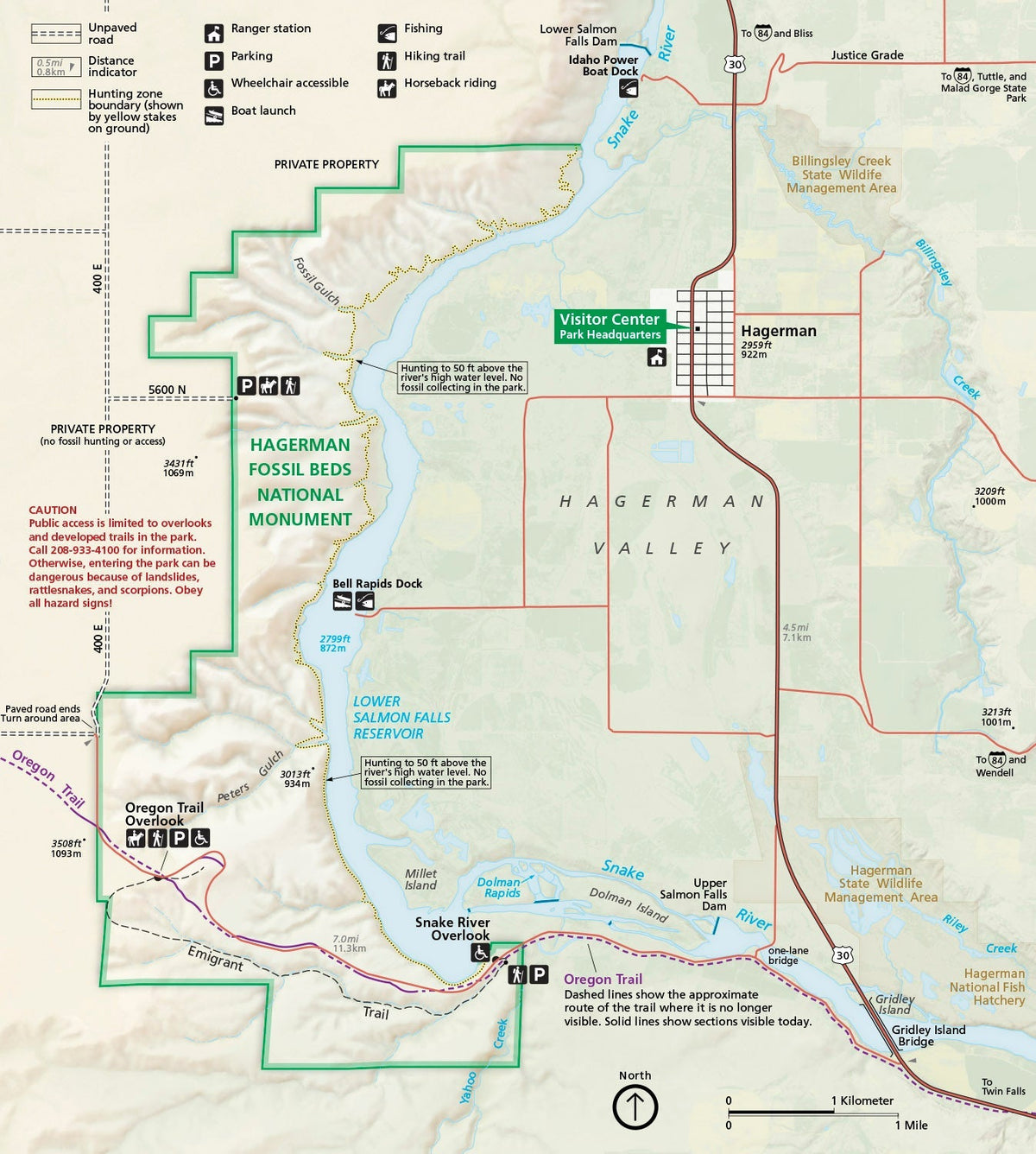 Hagerman Fossil Beds National Monument Map by US National Park Service Avenza Maps