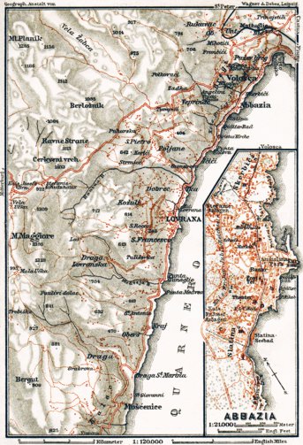 Waldin Abbazia (Opatija) town plan and environs map, 1911 digital map