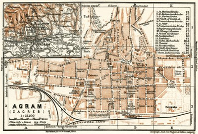 Waldin Agram (Zagreb), city map. Agram environs, 1929 digital map