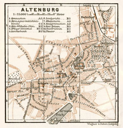 Waldin Altenburg city map, 1911 digital map