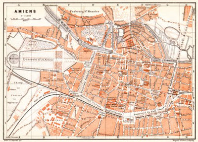 Waldin Amiens city map, 1910 digital map