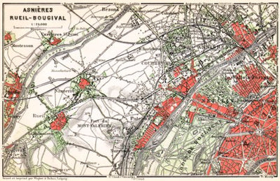 Waldin Asnières (Asnières-sur-Seine), Rueil (Rueil-Malmaison) and Bougival map, 1910 digital map