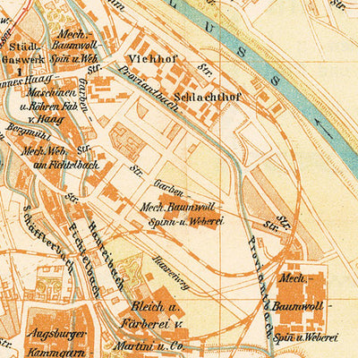 Waldin Augsburg city map, 1914 digital map