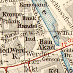 Waldin Berlin, city centre map with tramway and S-Bahn networks, 1910 digital map