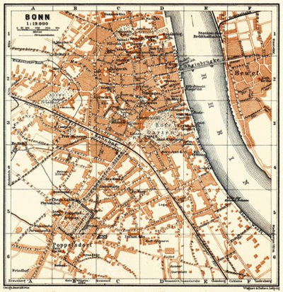 Waldin Bonn city map, 1905 digital map
