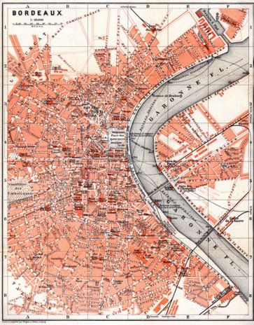Waldin Bordeaux city map, 1885 digital map