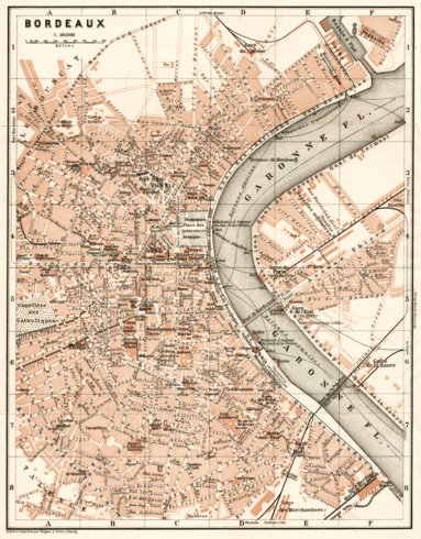 Waldin Bordeaux city map, 1902 digital map
