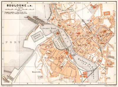 Waldin Boulogne-sur-Mer city map, 1910 digital map