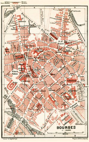 Waldin Bourges city map, 1885 digital map