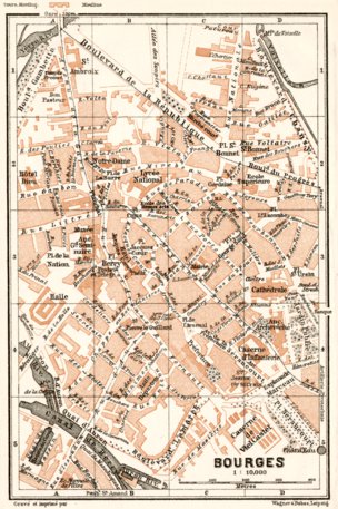 Waldin Bourges city map, 1909 digital map