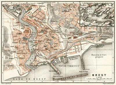 Waldin Brest city map, 1909 digital map