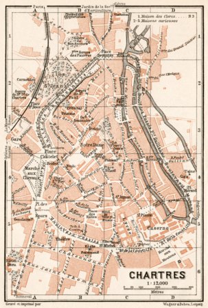Waldin Chartres city map, 1909 digital map