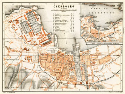 Waldin Cherbourg city map, 1910 digital map
