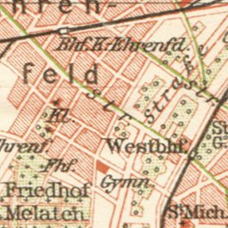 Waldin Cologne (Köln) and suburbs map, 1927 digital map