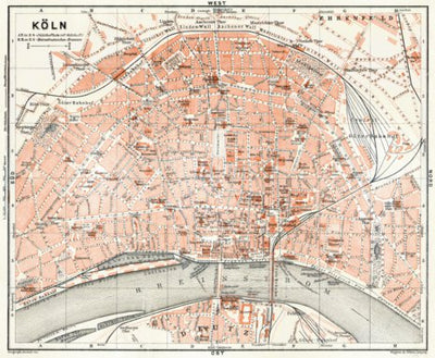 Waldin Cologne (Köln) city map, 1906 digital map