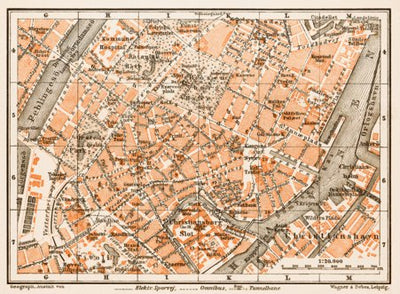 Waldin Copenhagen (Kjöbenhavn, København) central part map, 1931 digital map