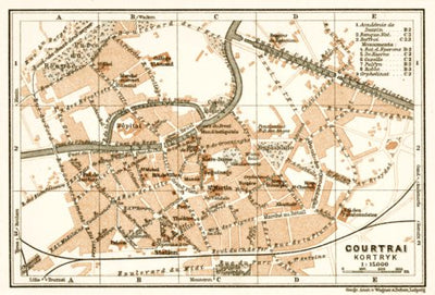 Waldin Courtrai (Kortrijk) town plan, 1909 digital map