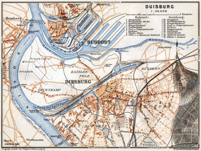Waldin Duisburg city map, 1905 digital map