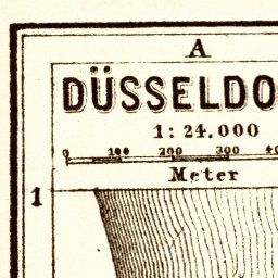 Waldin Düsseldorf city map, 1887 digital map