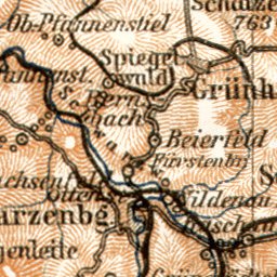 Waldin Erzgebirge (Ore) Mountains map, 1911 digital map