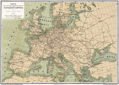 Waldin Europe. Railways and waterways map, 1903 digital map