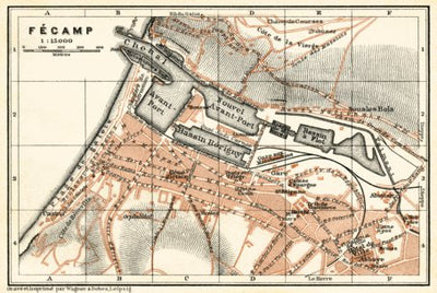 Waldin Fécamp city map, 1913 digital map